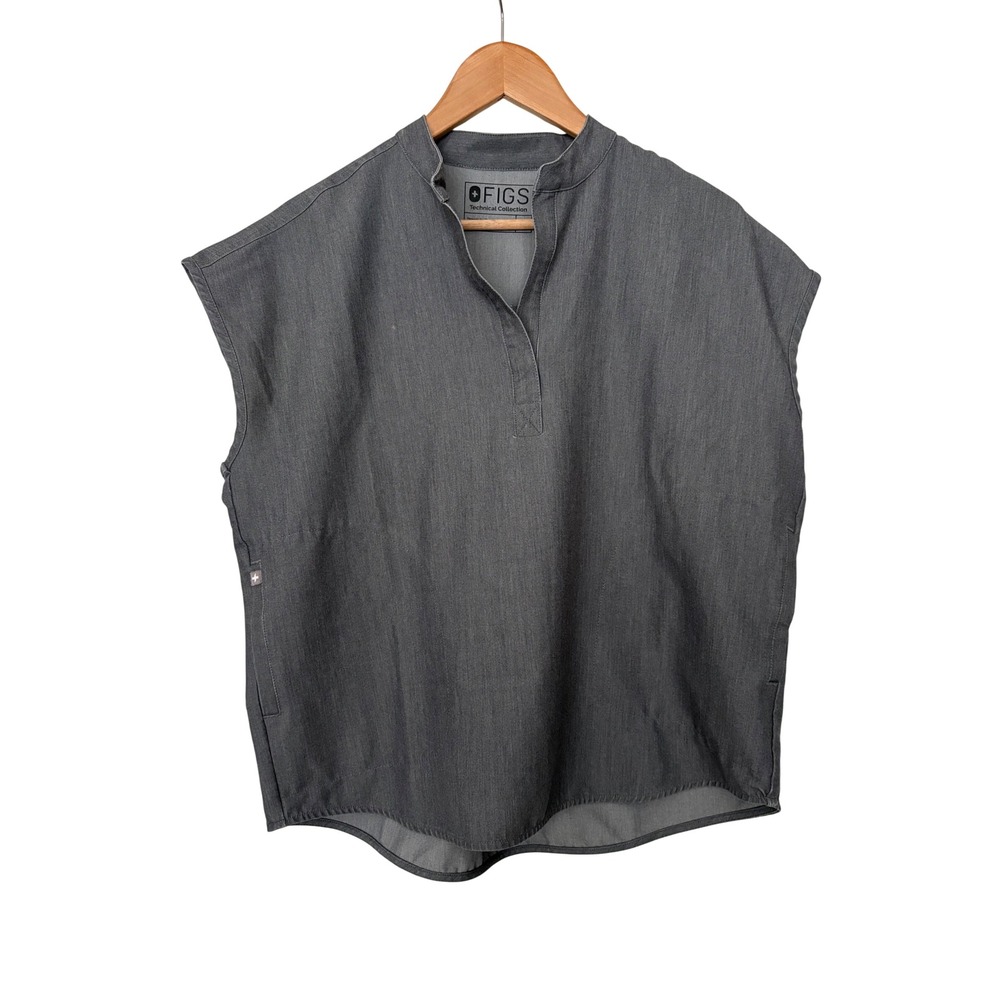 FIGS Technical Collection Heather Charcoal Grey Sleeveless Utility Scrub Top S